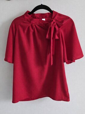 SheIn Tie Neck Short Sleeve Blouse - Size M